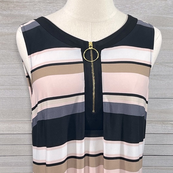 MSK Tank Dress Retro Stripe w Front Zip-12 - Picture 2 of 3